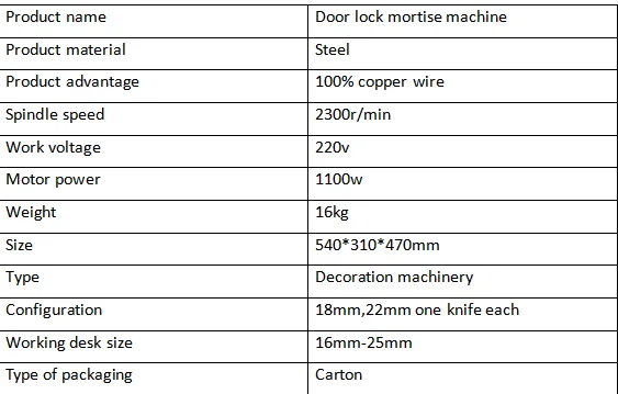 Máquina portátil do núcleo da fechadura da porta da máquina de encaixe da fechadura da porta para trabalhar madeira