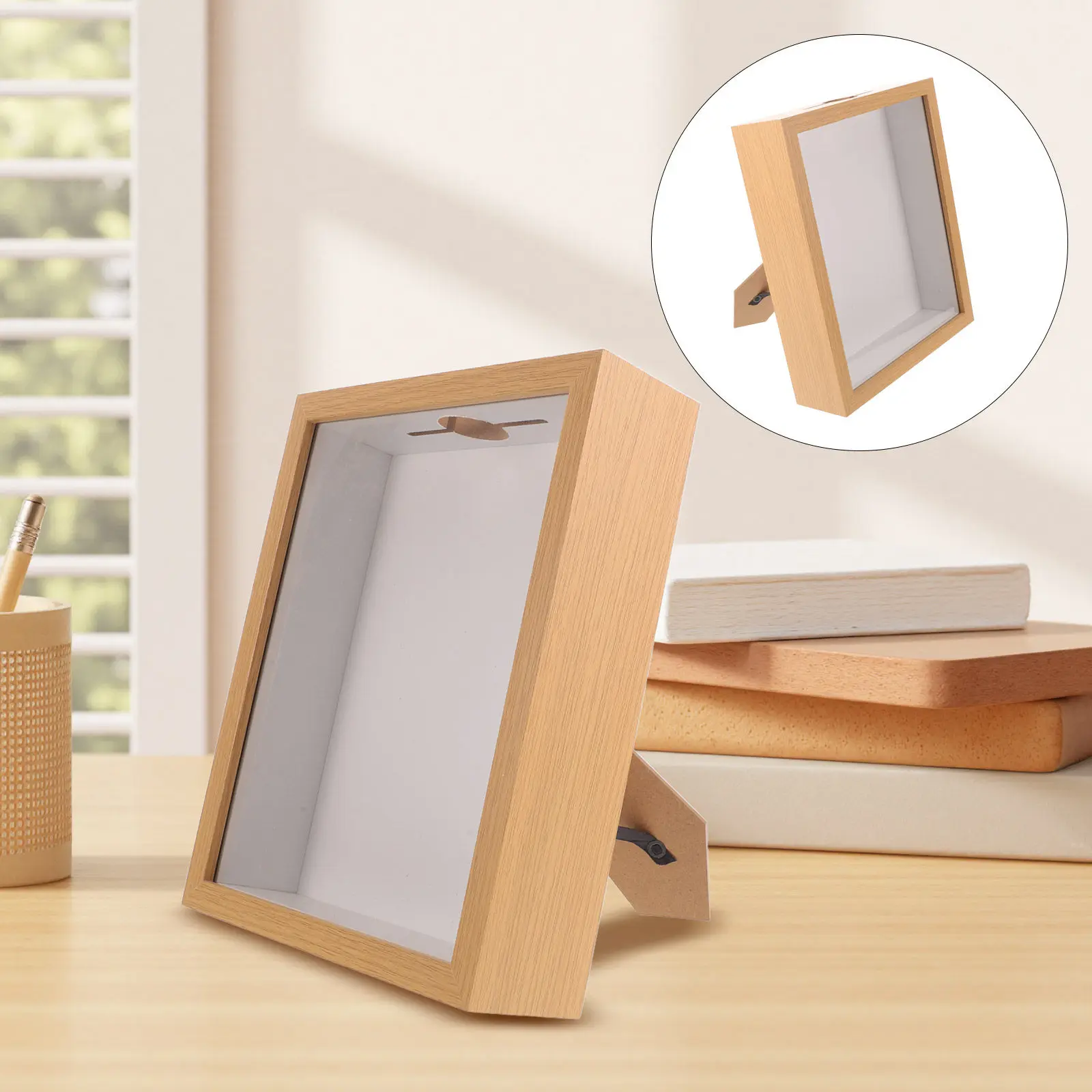 Shell Shadow Box Frame Hollow Specimen Display Box Rustic Wood Natural Color Deep 5Cm Shadow Frame Sea Shell Collection Display