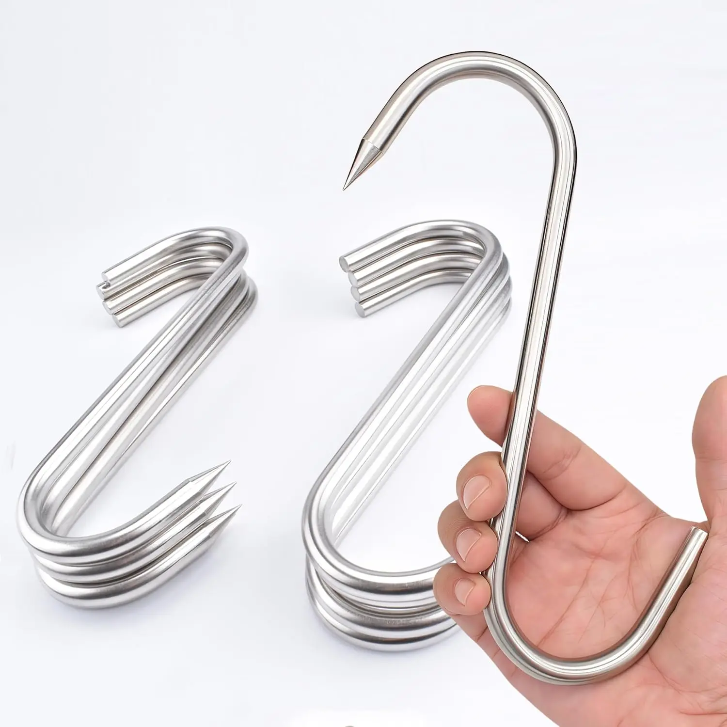 

Крюки для мяса 10 дюймов, 10 мм, сверхпрочные, из нержавеющей стали, для подвешивания говядины, 8 штук в упаковке