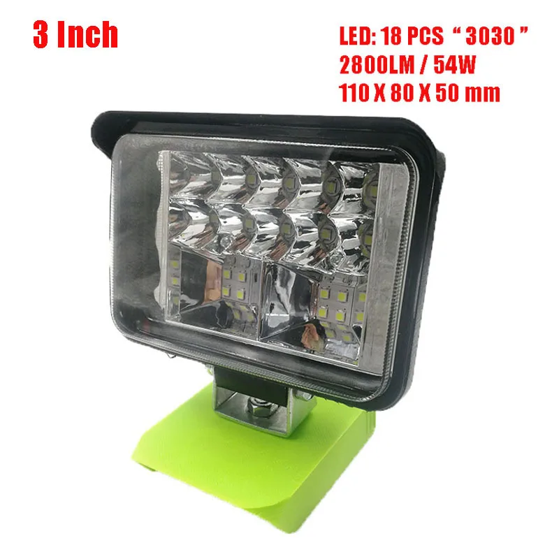 54W LED Work Light For Dewalt 18V 20V Outdoor Tools Flashlight For Dewalt Li-ion Battery DCB183 DCB206 DCB609