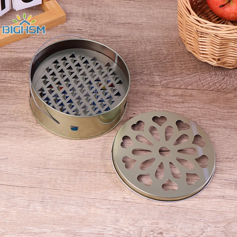 Mosquito Coil Holder With Cover Repellent Tray Frame Stainless Steel Round Incense Rack Plate Anti-mosquito Insect Repellent Box