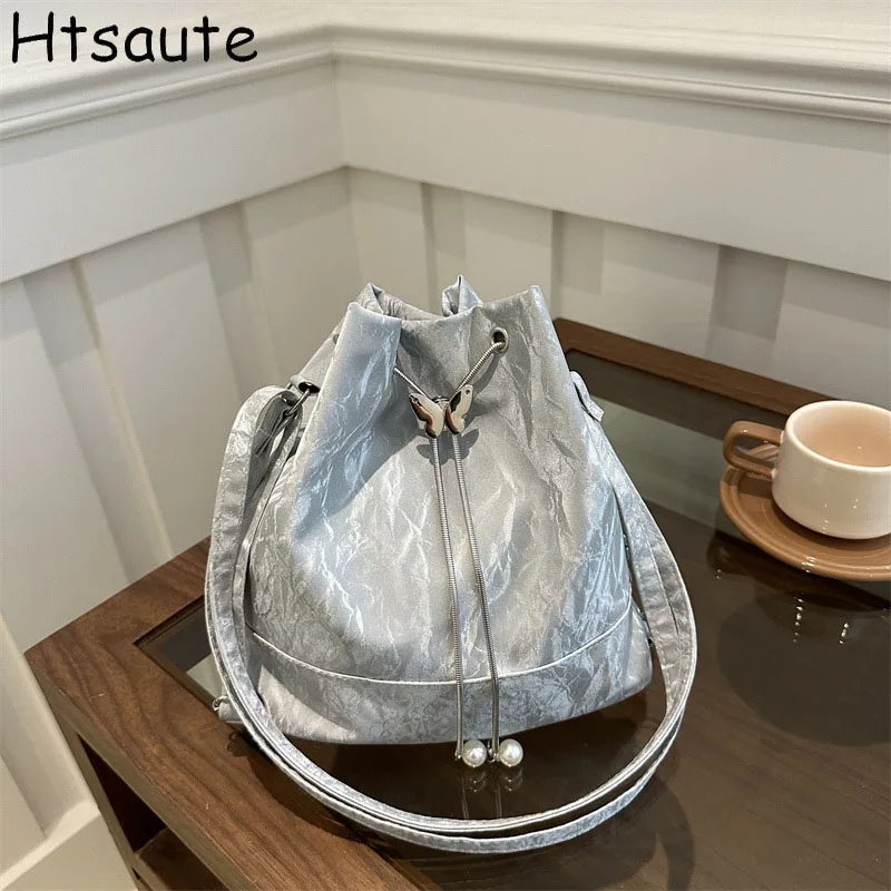 

Drawstring Women Crossbody Bag Ladies Trendy Shopping Bags Printed Single Shoulder Bucket Bag MIni Handbag bolsas de mujer