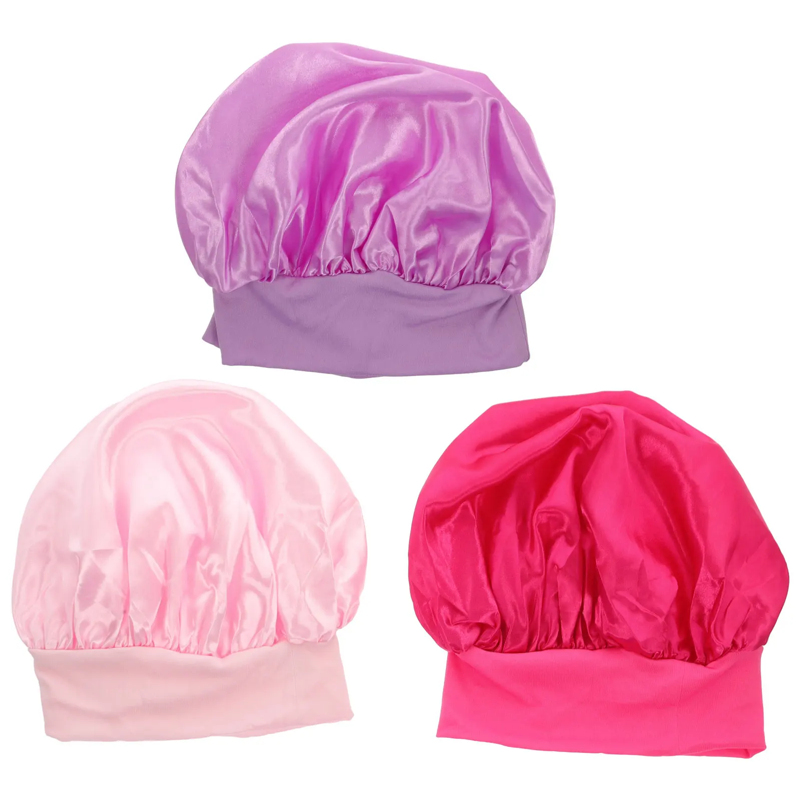 

3pcs Kids Curly Hair Hat Wide Brim Night Toddler Shower Cap Sleeping Bonnets for Kids Hair Protection Durable Use