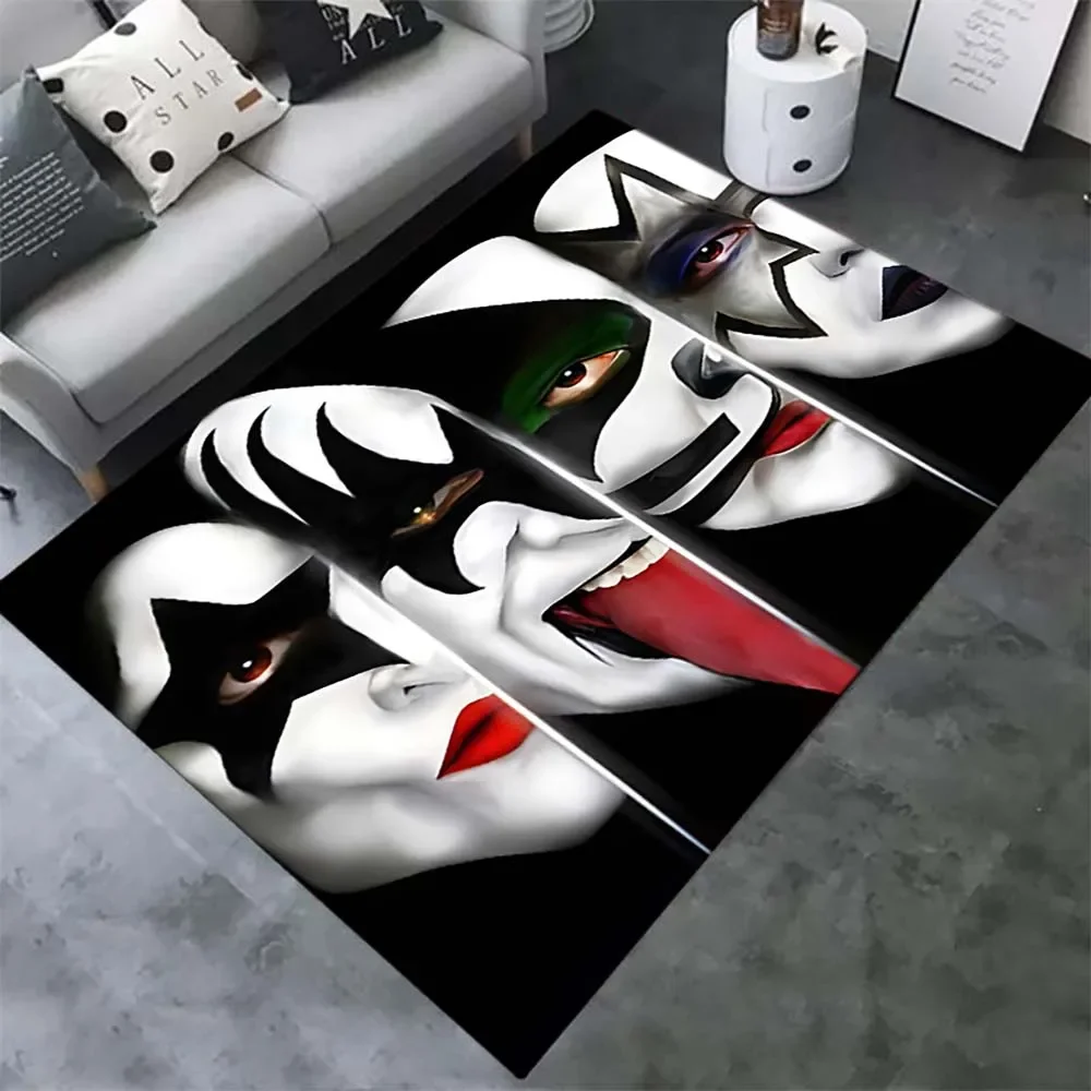 Kiss Band Print Carpet Children's Play Room Carpet Living Room Bedroom Non-slip Carpet Photography Props Birthday Gift