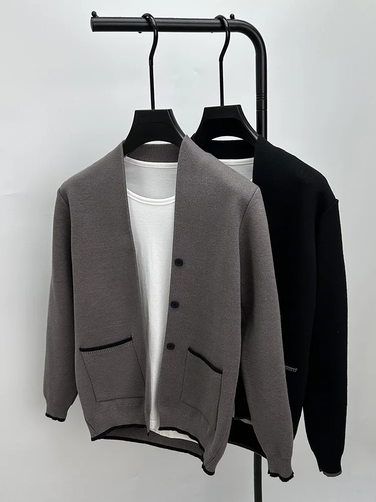 Trendy V-Ne Men's Knitted Sweater Coat Spring Autumn Casual Slim Fit Long Sve Polyester V-Ne ket Open Cardigan