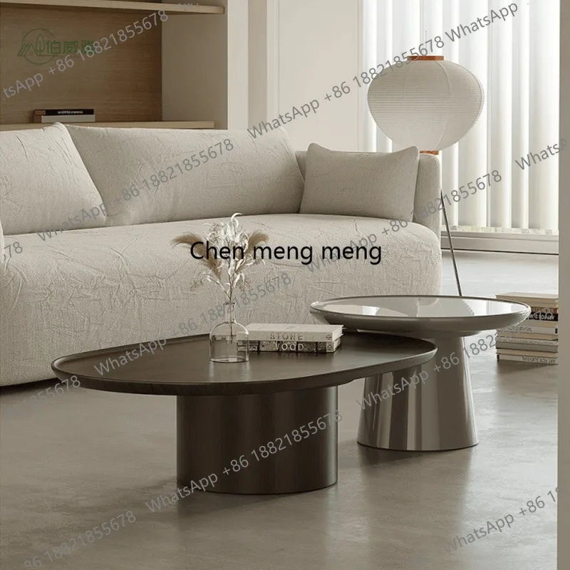 

Smoky color oval size combination wabi-sabi wind living room household gray small coffee table