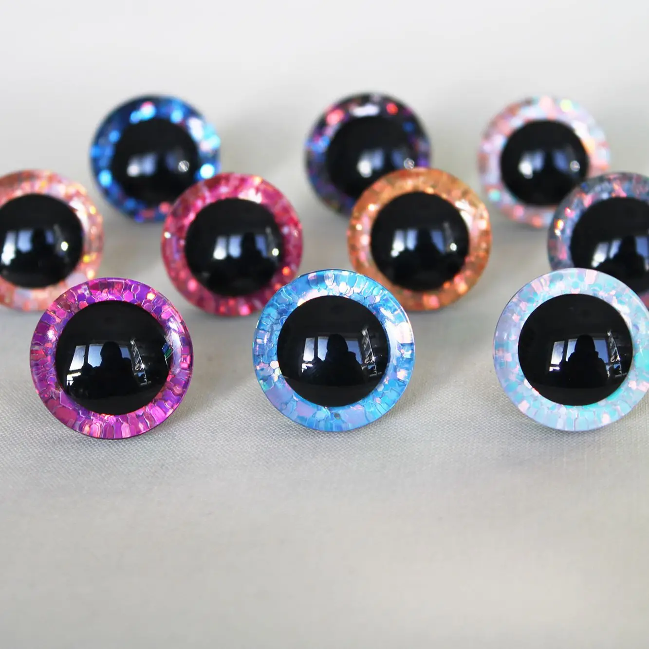 20 peças 9mm a 35mm olhos artesanais nova moda super 3d glitter brinquedo olhos de segurança boneca olhos de pupila com arruela-cor option-T10