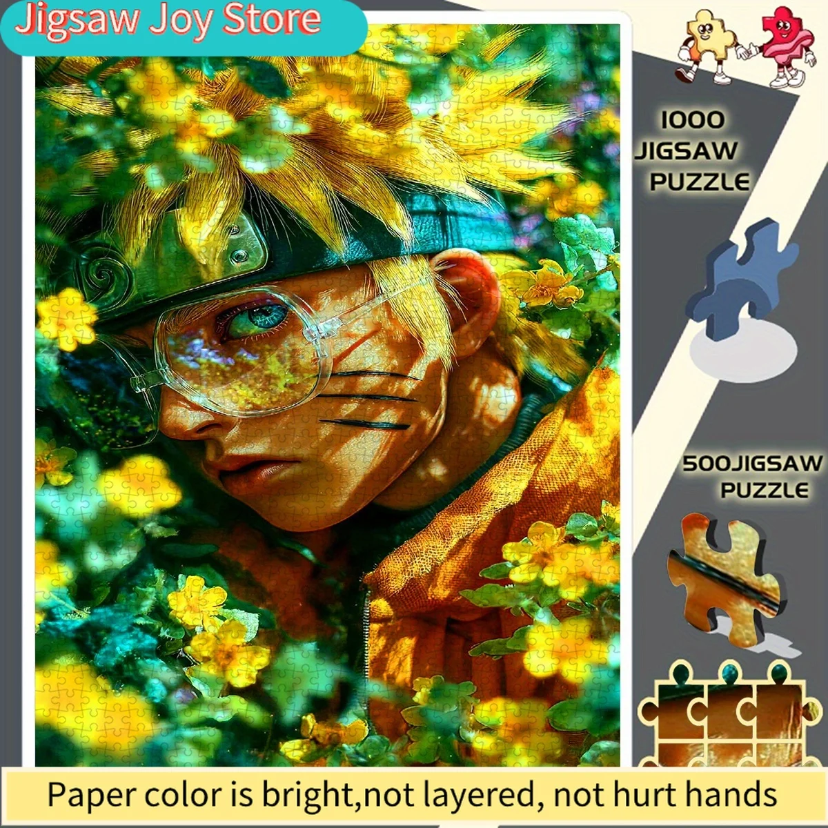 

Косплей-пазл с Наруто, окруженным цветами, безрамочный, идеальный выбор для энтузиастов - Обучающий пазл - Интерактивная игра