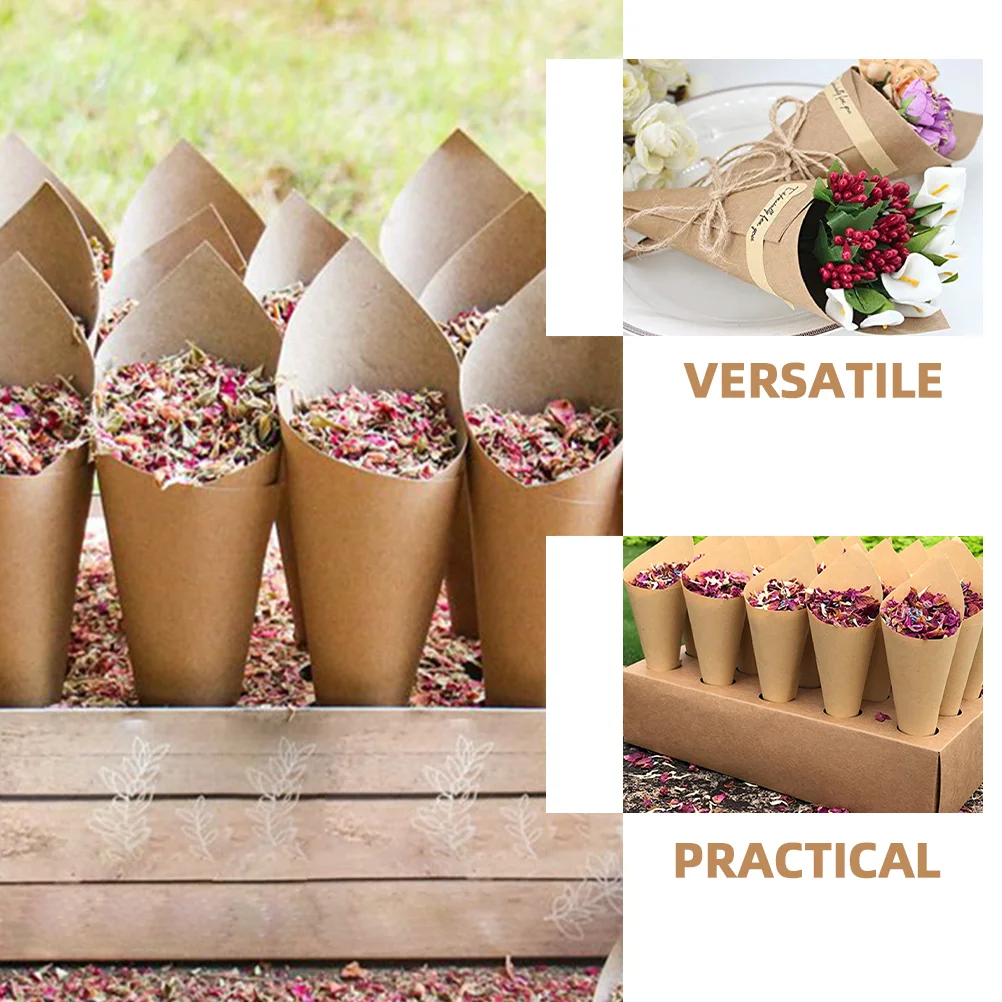 90 Pcs Wedding Petal Cone Cones Confetti Paper Candy Dried Rose Petals Flower Bouquet Roses