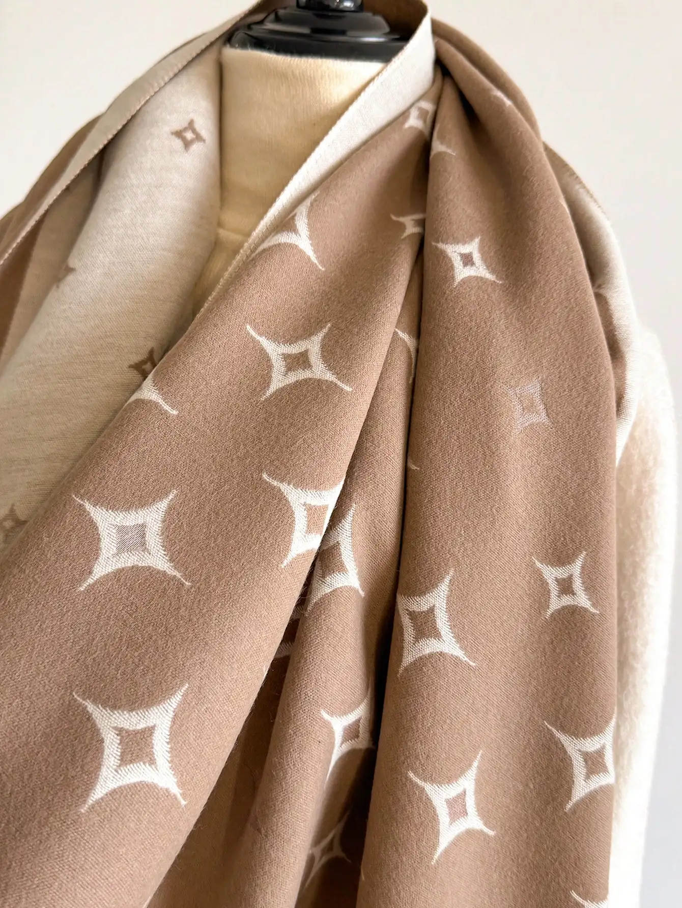 Écharpe en Faux cachemire pour femmes, 1 pièce, Jacquard étoile minimaliste, chauffe-cou/châle chaud et polyvalent (automne/hiver)