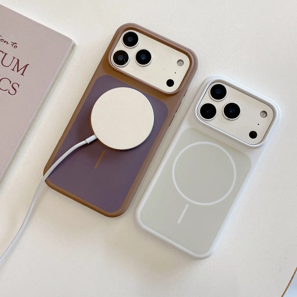 حافظة مغناطيسية من السيليكون السائل مزدوجة اللون لهاتف آيفون 17 برو ماكس، زر ذكي AI لغطاء 17Pro المقاوم للصدمات #5