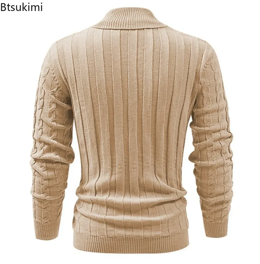 New2024 Men's Casual Knitted Sweater Jackets Autumn Winter Thicken Twist Tops Sweater V-neck Youth Solid Knit Pullovers Sweater