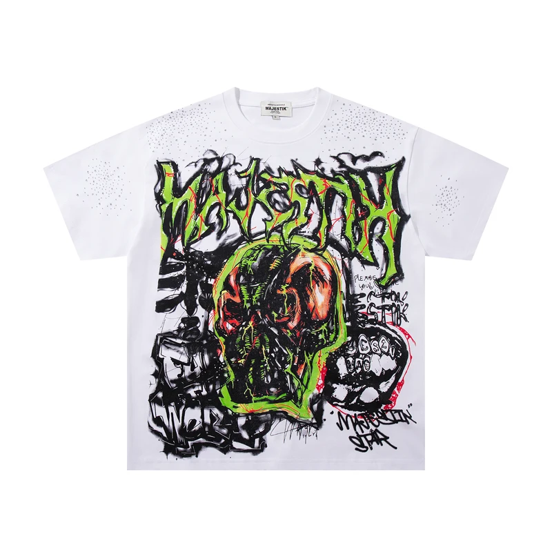 2026 New Style Majestik T-Shirts Summer Round Neck Street Like Hip Hop Short Sleeved Tees