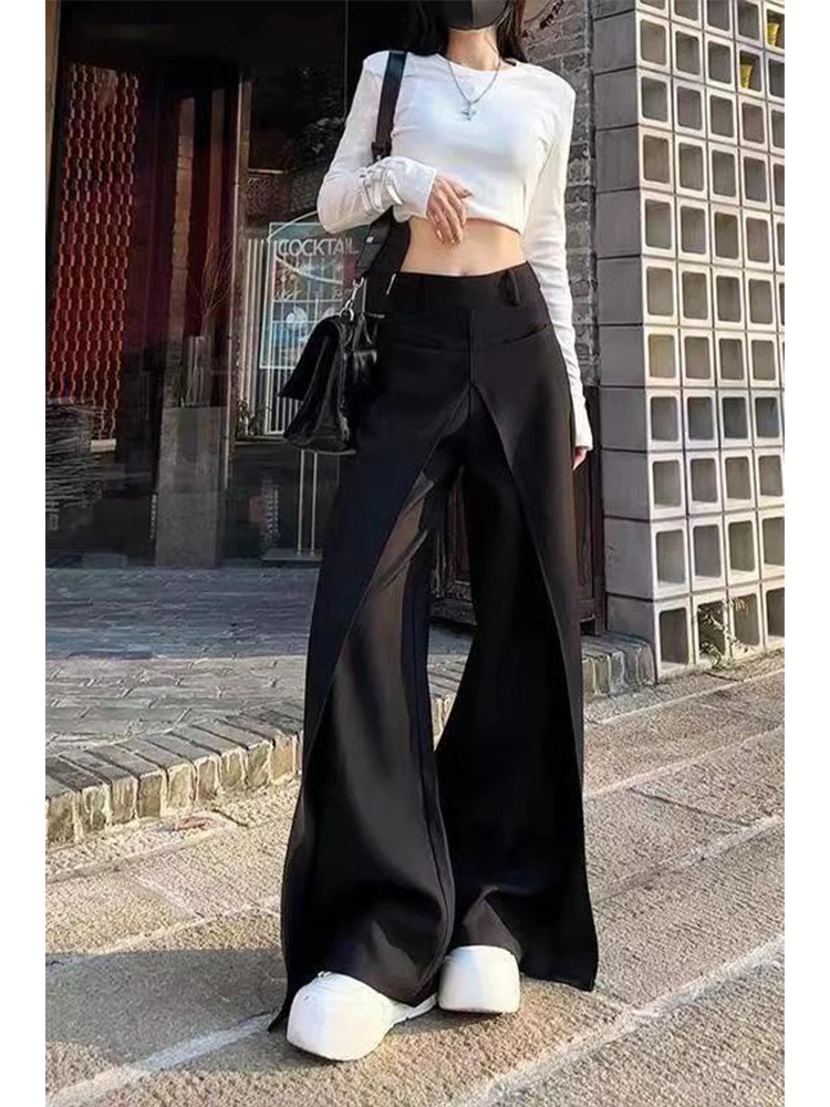 Women's Black Gothic Pants Aesthetic Baggy Harajuku Japanese 2000s Style Y2k Oversize Pants Vintage Trousers Emo Trashy Clothes