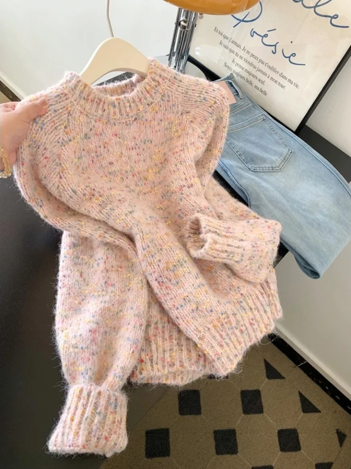 

Polka Dot Knitted Sweater Women's Outerwear Inner Match 2025 New Small Size Top Autumn Winter Loose Fit Soft Material