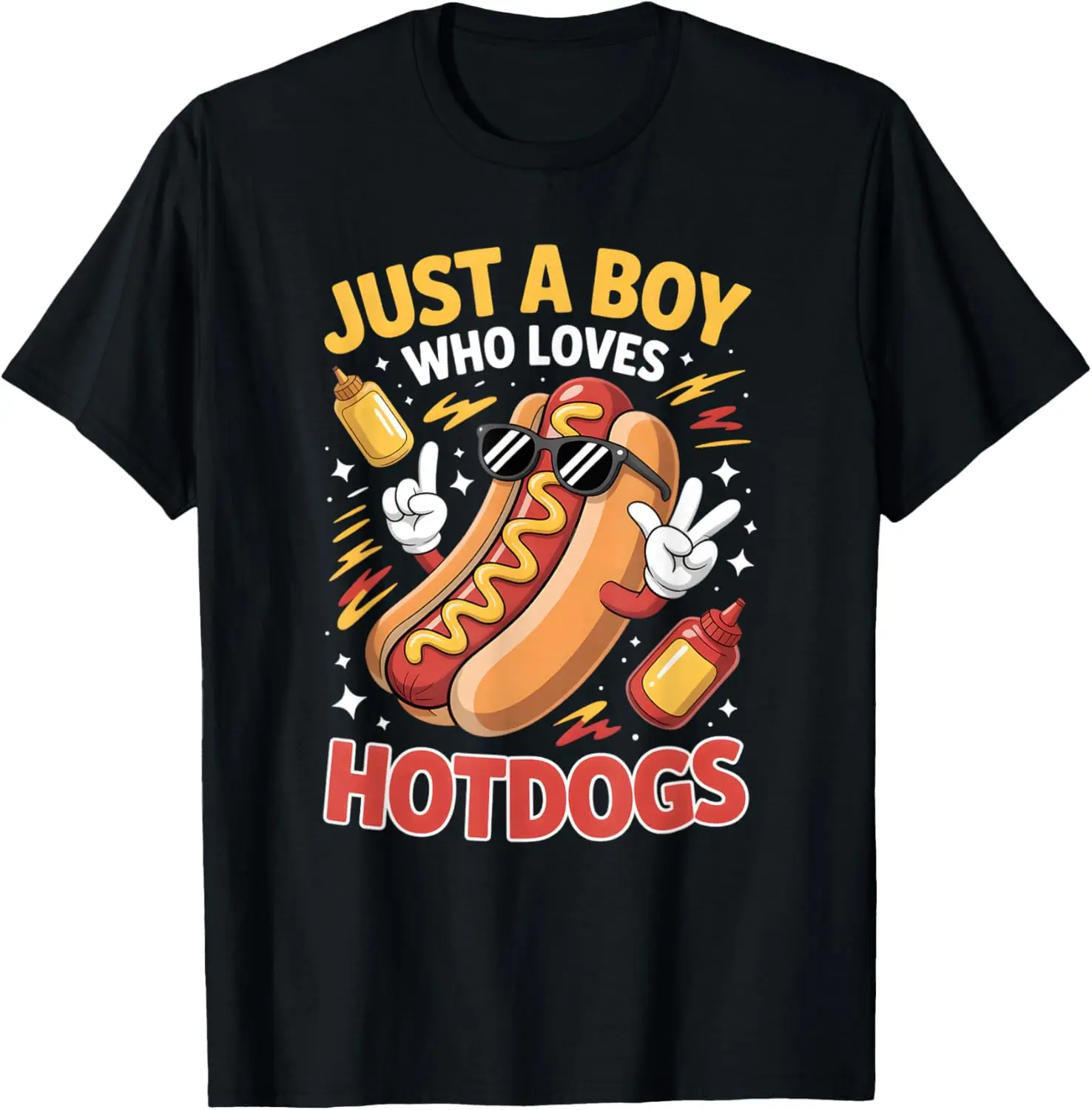 

Who Loves Hotdogs Funny Cartoon Graphic Tee Cotton Short Sleeve Casual Trip T-Shirt