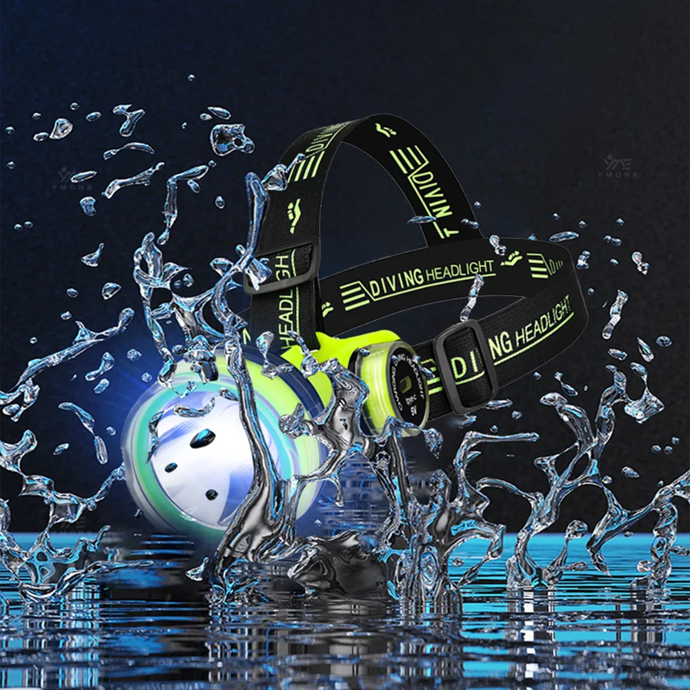 IP68 مقاوم للماء الغوص رئيس مصباح يدوي USB قابلة للشحن الغوص رئيس ضوء المبتدئين عدة ليلا الغوص كهف Freediving هدية #5