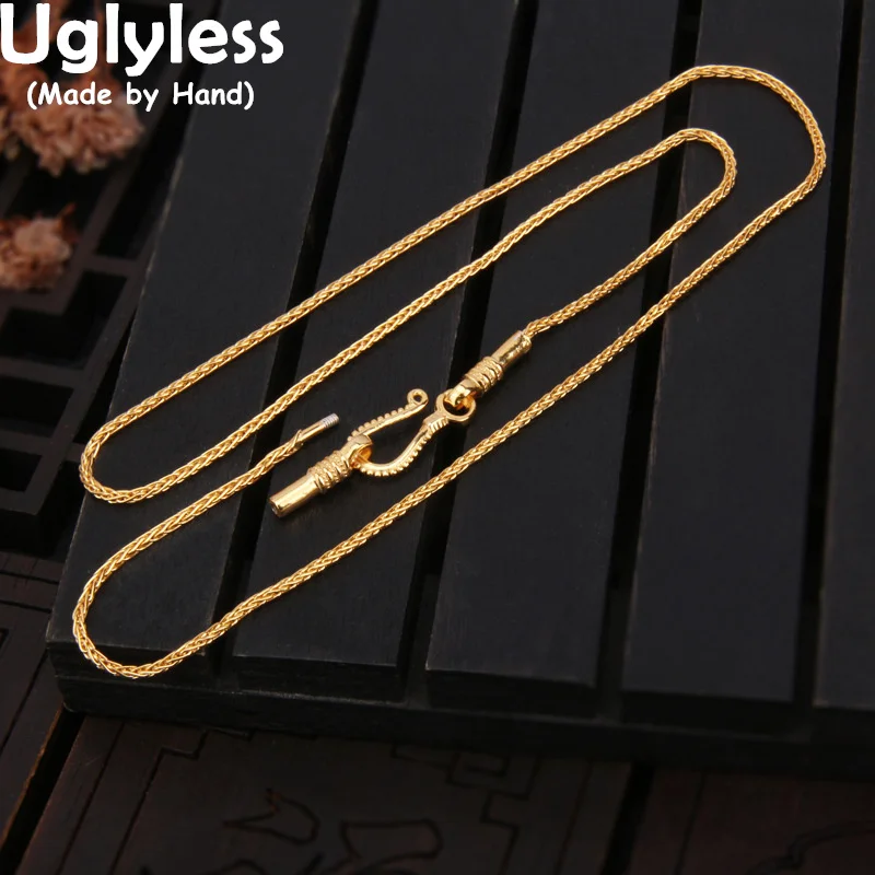 Uglyless Simple Fashion Link Chains Women Detachable 1.5MM Thin Chains Necklaces NO Pendants Real 925 Silver Accessories Jewelry