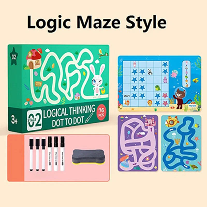 Drawing Tablet Pen Control Hand Training Children Montessori Toys Educational Math Toys For Boy Girl Shape Math Match Game Book