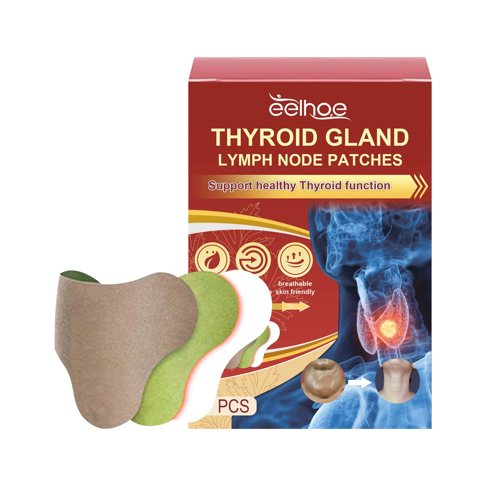 Patch de Bœuf Lymphatique Anti-Gonflement pour le Nministériels d Lymphatique, Autocollants de Gland Thyroïde, Traitement Efficace et Indolore, Chauffage du Cou