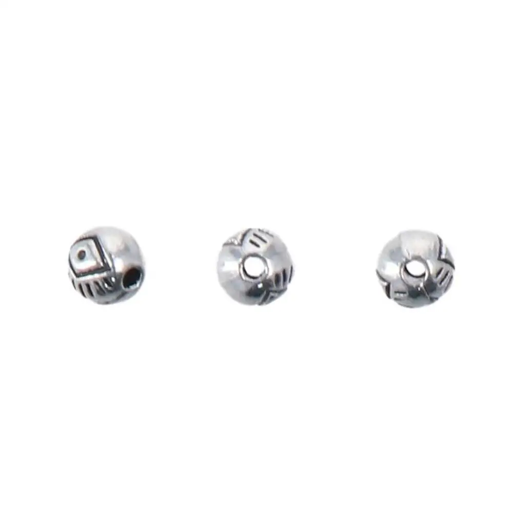 Bola redonda de plata, cuentas de aleación, espaciador, accesorios de joyería, 6mm
