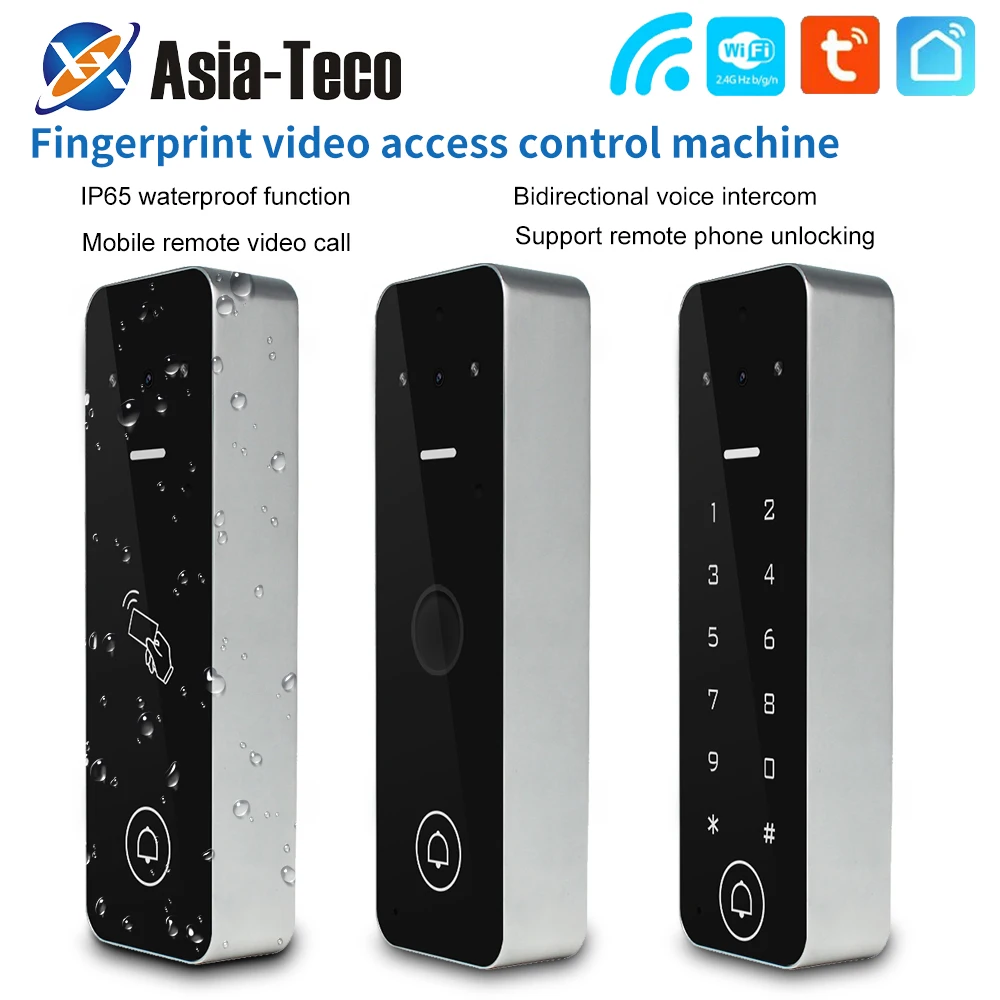 Wifi Home Video Intercom 1080P Video Deurbel Camera Biometrische Vingerafdruk Toegangscontrole Systeem Appartement Tuya Smart Life Ip65