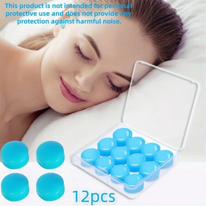 12pcs Reusable Silicone Earplugs with Malleability - Suitable for Swimming, Reading, Resting, And Air Travel