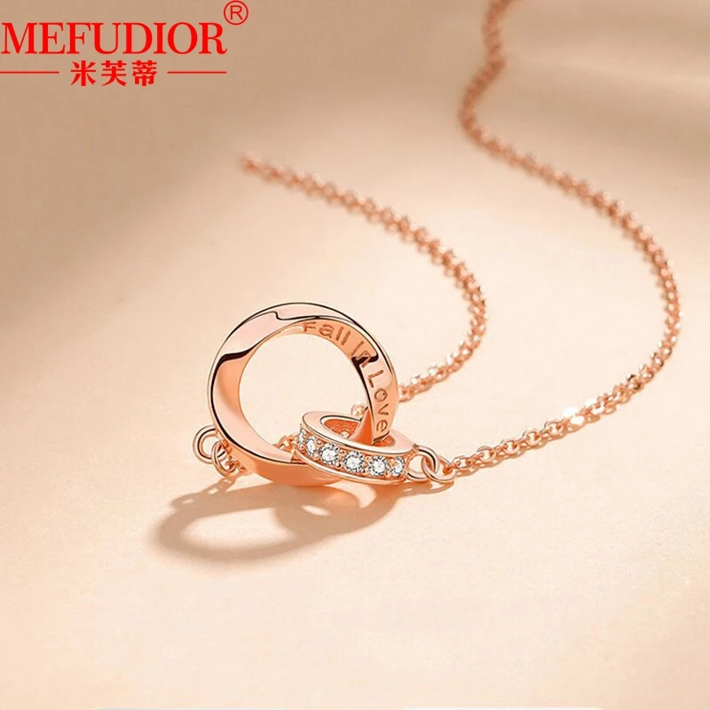 18k Gold Moissanite Diamond Pendant for Women Rose Gold Color Mobius Necklace Bracelet 45cm Chain Fashion Party Jewelry Set Gift