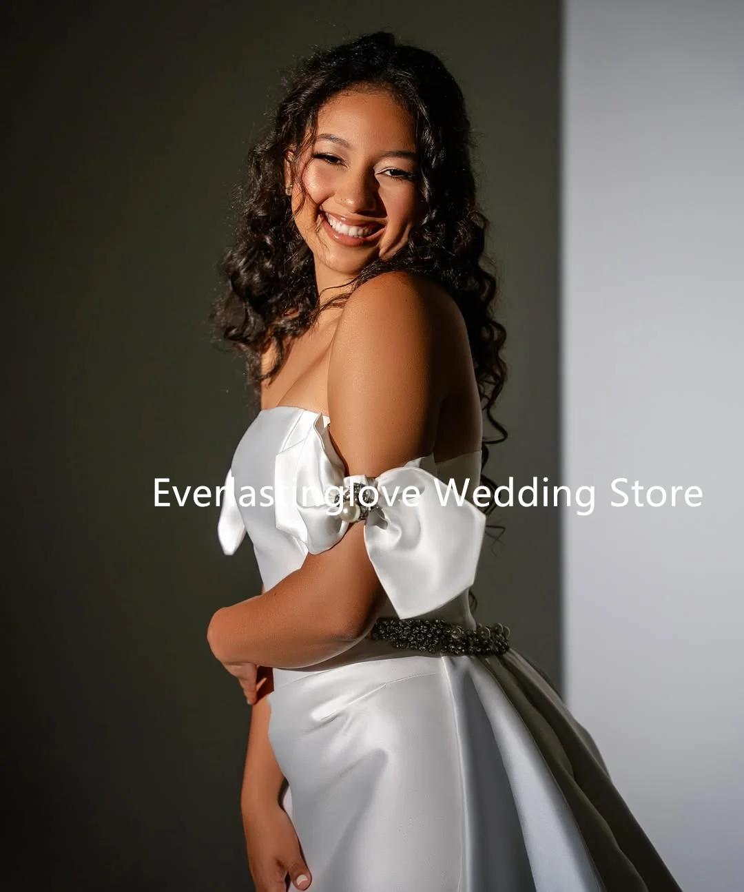 Robes De mariée sirène en Satin sans bretelles, de haute qualité, avec traîne détachable, sur mesure, 2026