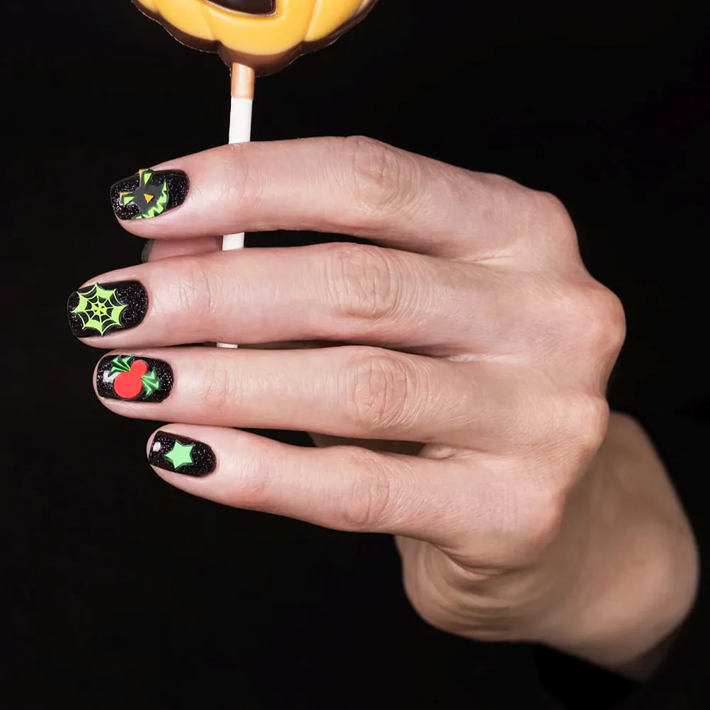 5 Sheets Embossed Nail Sticker Fluorescent Stickers Art Goth Glow-in-the-dark Halloween Decals Delicate