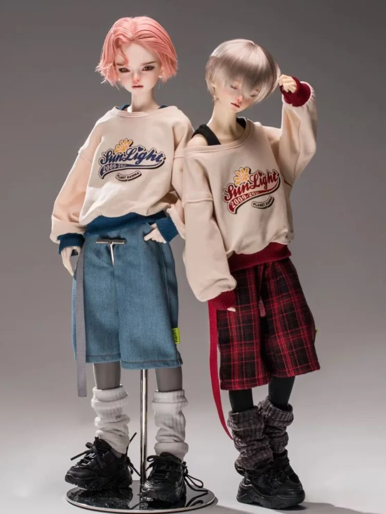 BJD Doll Clothes For 1/4 1/3 Dolls Red Brown Blue Casual Top Pants Set Dolls Clothing Accessories(No Dolls)