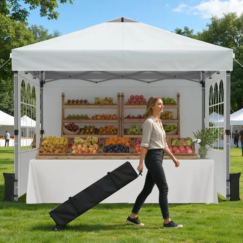10x10ft Pop Up Canopy Tent with Sidewalls for Events Parties