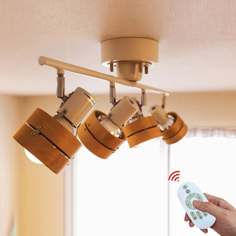 

Japanese Nordic Mijia smart ceiling lamp with solid wood simple lamp LED spotlight remote control living room background wall