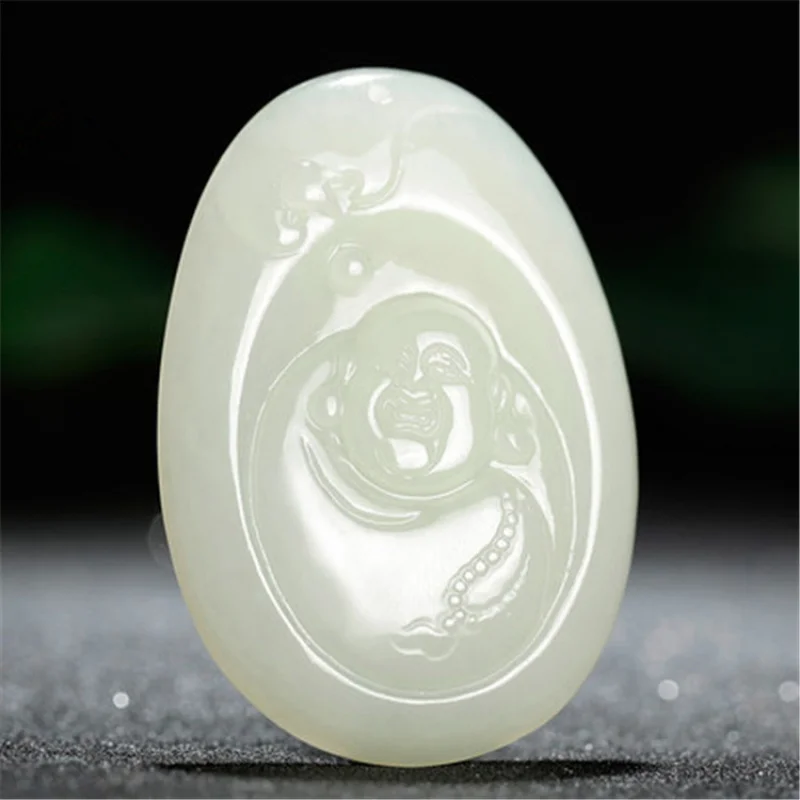 Hotan White Maitreya Laughing Buddha Women's Model Bodhisattva Jade Pendant