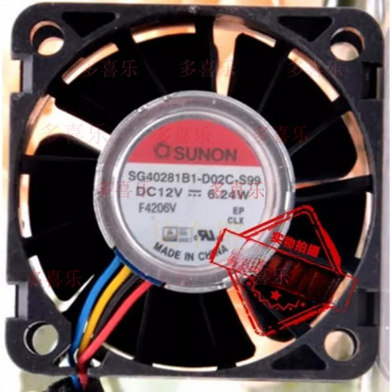 EE  for SUNON SG40281B1-D02C-S99 DC12V 6.24W 4CM 4-Wire Silent Cooling Fan