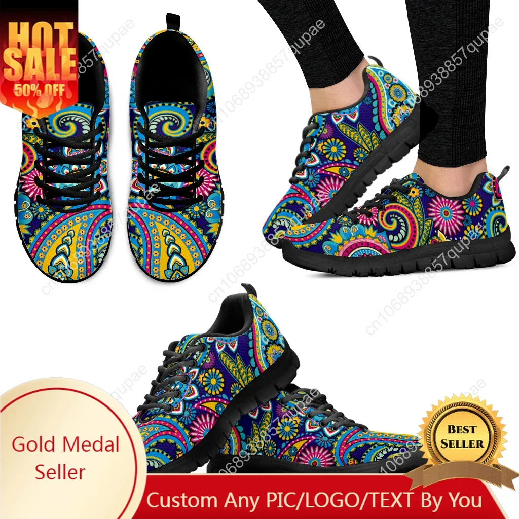 Sepatu olahraga motif bunga Mandala merek mewah sepatu Sneakers anak Pria Wanita Kasual kustom kualitas tinggi sepatu pasangan