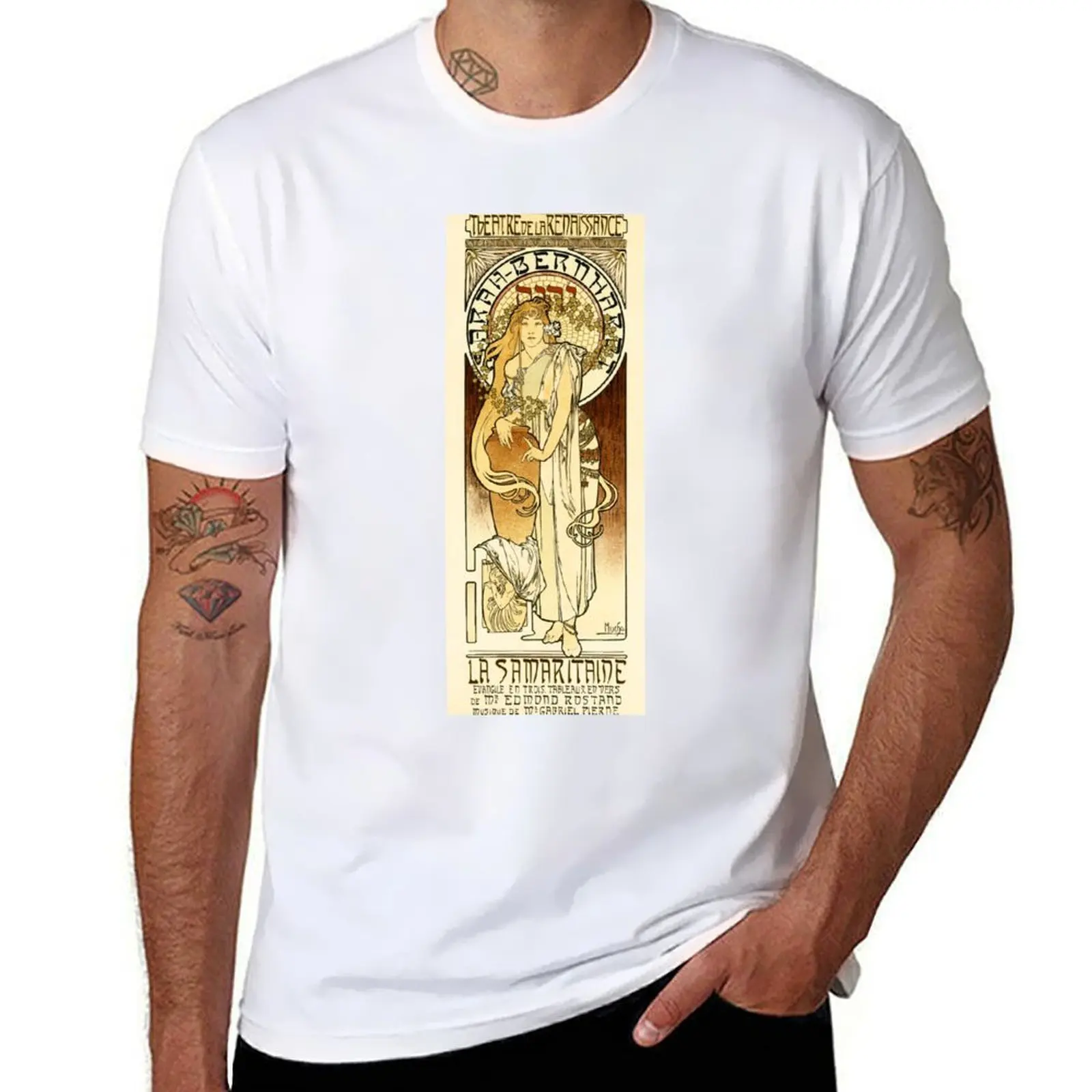 

SARAH BERNHARDT French Theater Art Nouveau by Alphonse Mucha T-Shirt Large Size Breathable Tee