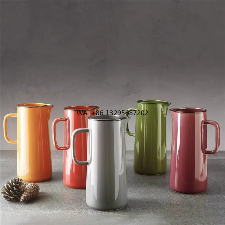 

Multiple Color Milk Pitcher Ceramic Drinking Water Jug for Hotel