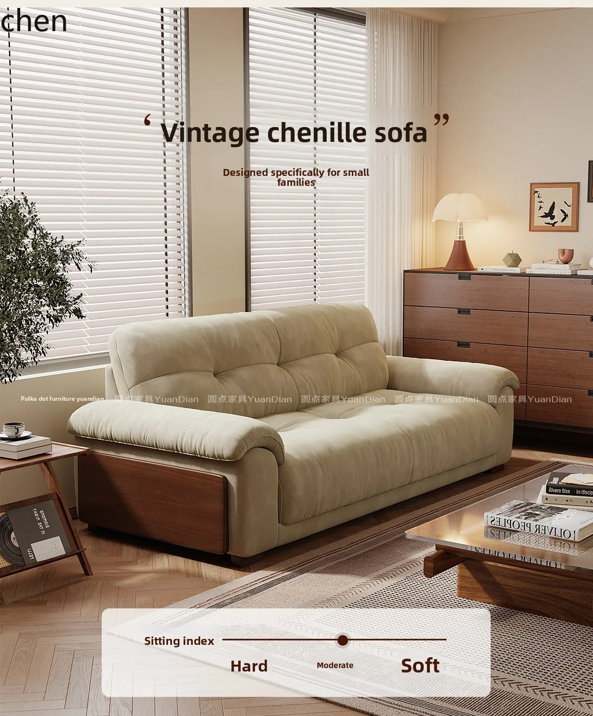 

LXC Double Fabric Sofa Living Room Three-Person Retro Small Apartment Straight Sofa Cat Scratching