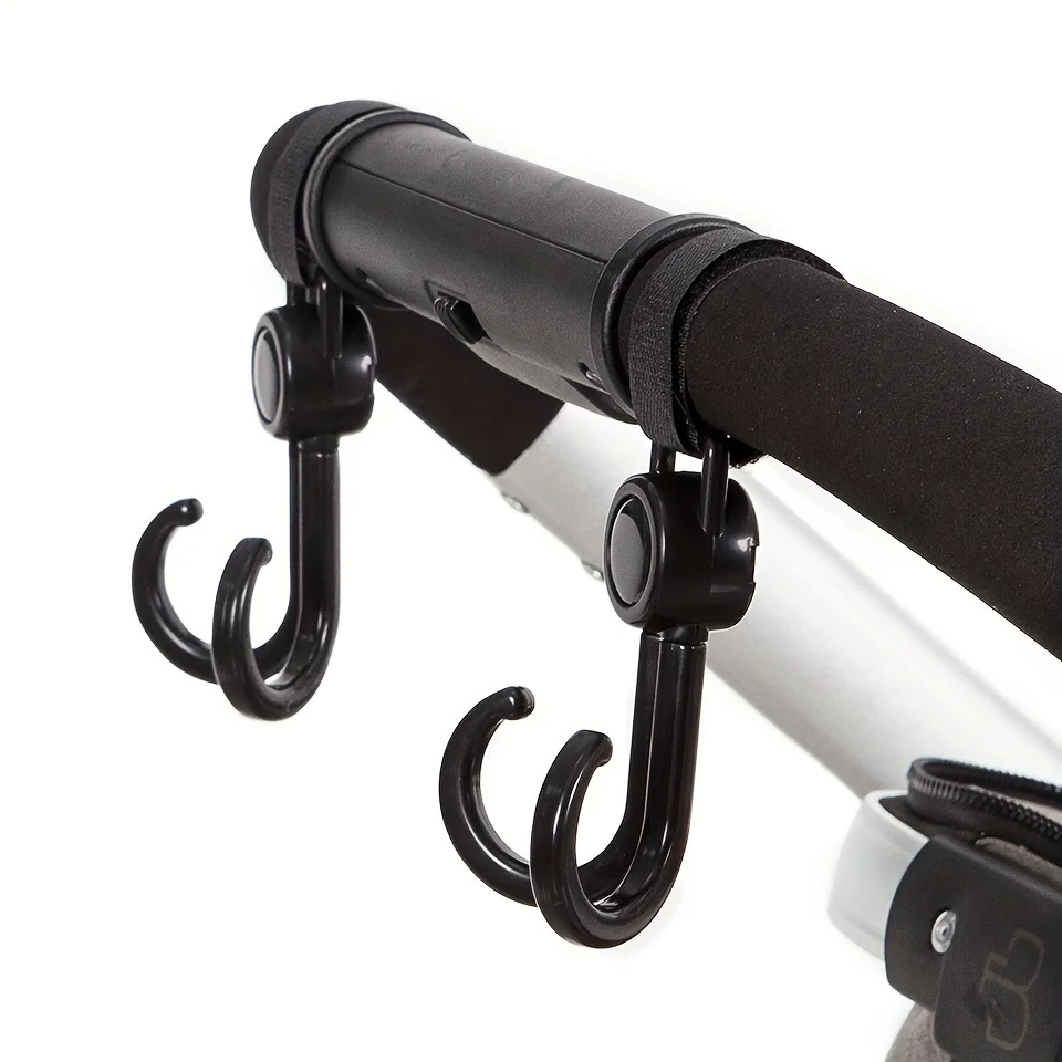 2pcs 360° Rotating Stroller Hooks Heavy-Duty Cart Bike Hanger Multipurpose Travel Organizer for Baby Pram & Shopping Bags