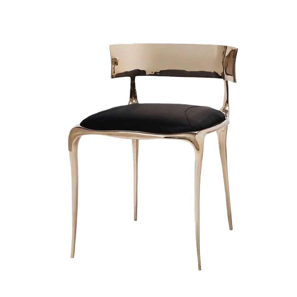 

#Modern Luxury Professional Makeup Chair DiningRoom Furniture Hotel Restaurant Fabric Upholstered Dining Salon Bronze Side Chair