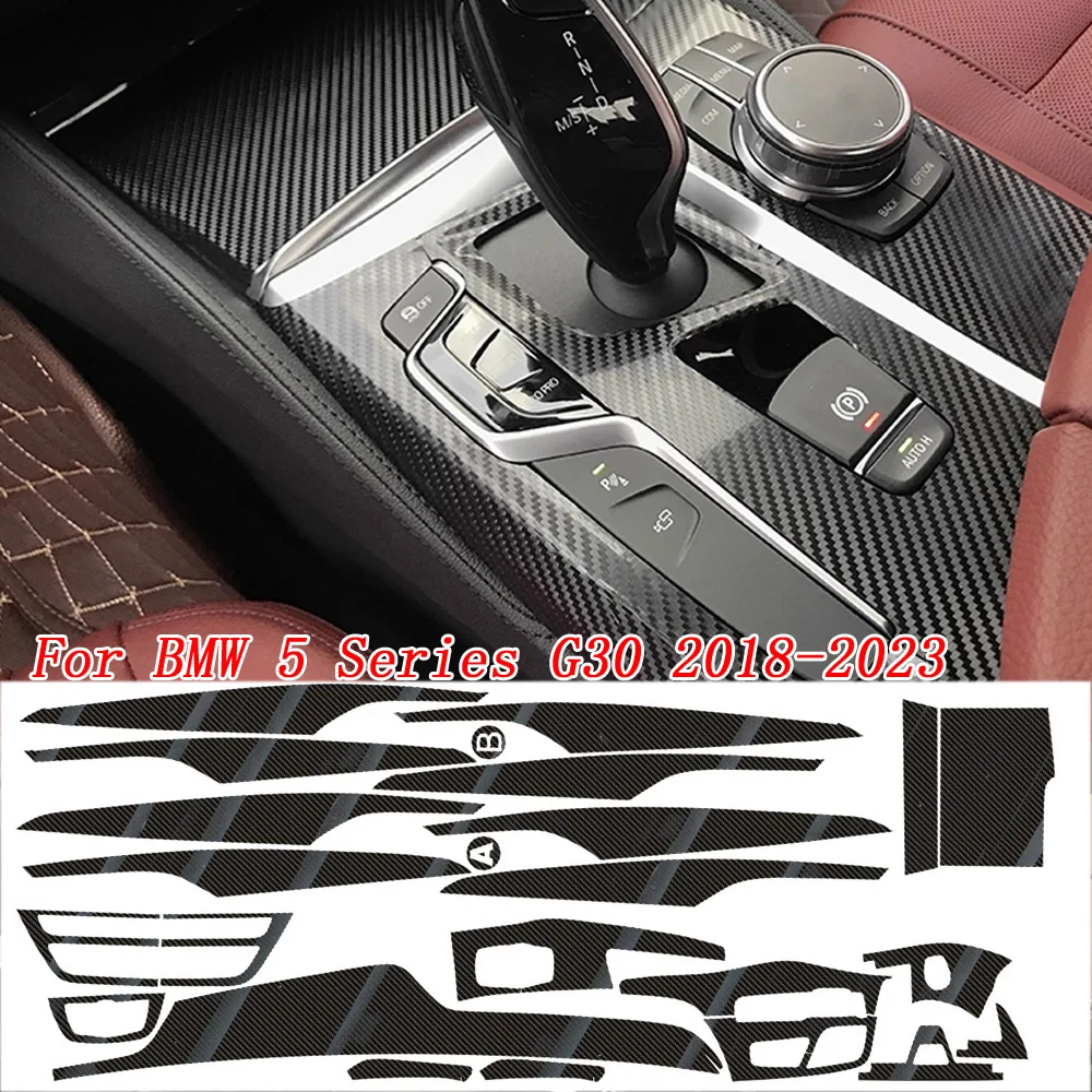 

For BMW 5 Series G30 G31 2018-23 Interior Central Control Panel Door Handle Carbon Fiber Stickers Decals Car Styling Accessorie