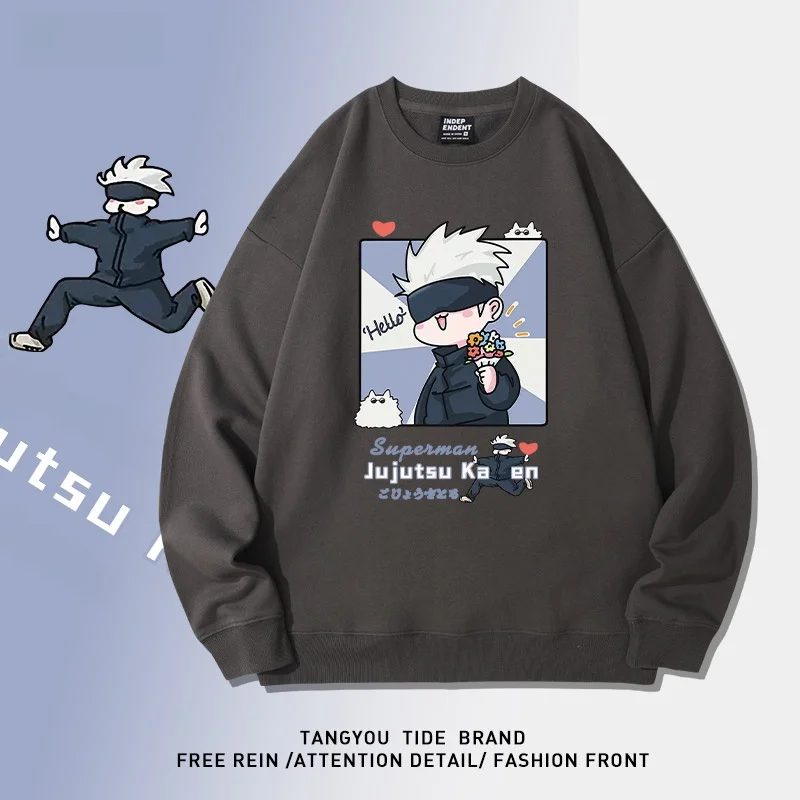 

Anime T-irt Boys' Loose Fit round Ne Pullover Sweatirt Cursive Calliaphy Battle Five Lines Wukong Vintage Cartoon