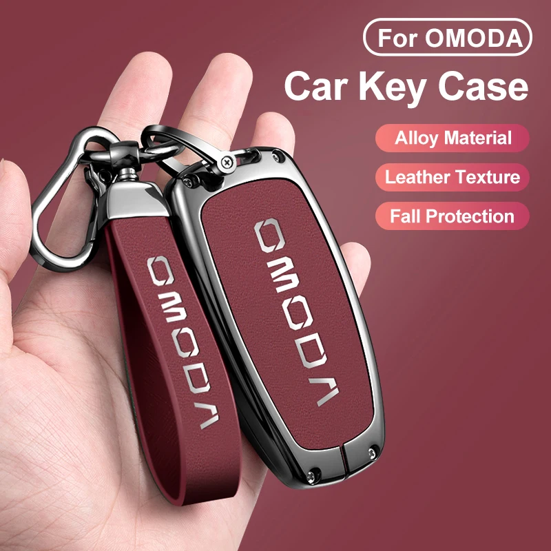 Alloy Leather Car Key Case Cover Keychain for Chery Omoda 5 9 C5 E5 C9 EV FX 2025 Car Smart Key Protector Shell Accessories