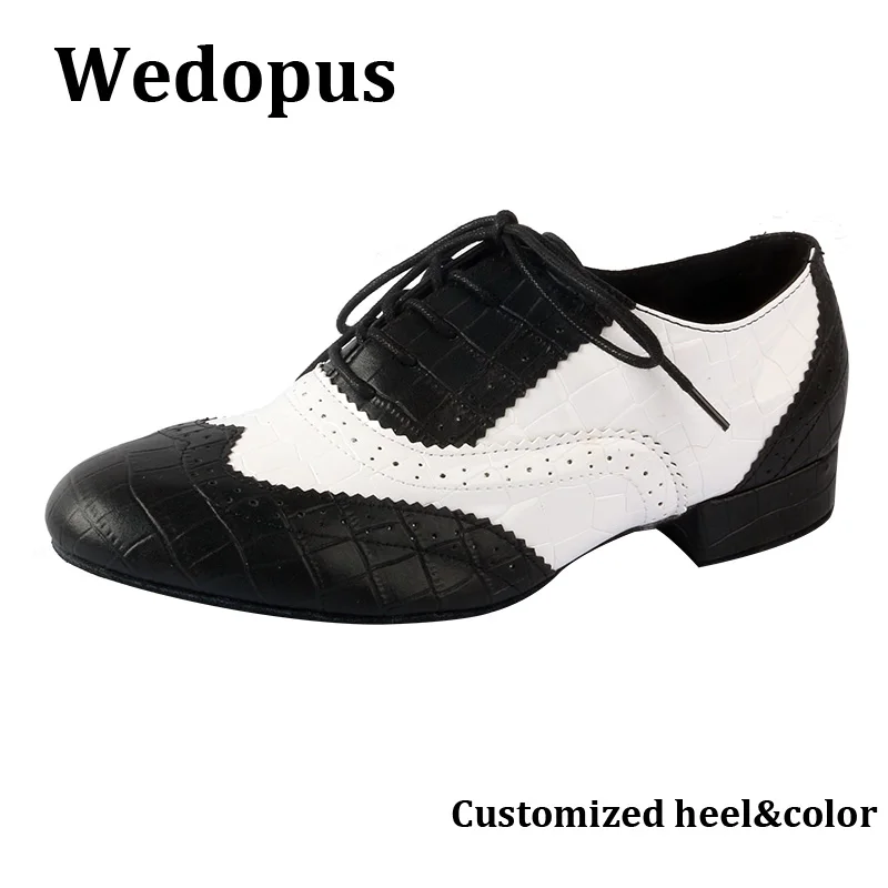 

Wedopus/мужская современная танцевальная обувь по индивидуальному заказу, белая и черная мягкая замшевая подошва, обувь для бальных танцев сальсы, 2,5 см
