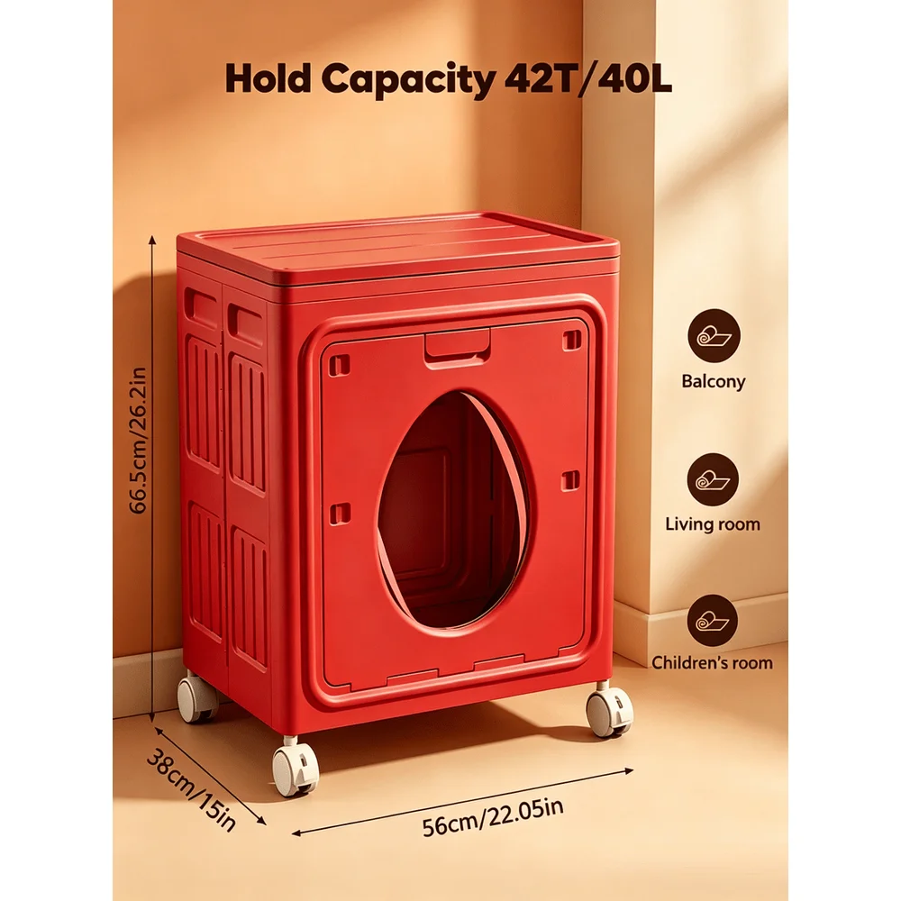 

Storage Cabinet With Wheels, 40L Plastic Storage Bins With Lids, Large Capacity Organizer For Clothes, Toys Home Essentials, Po