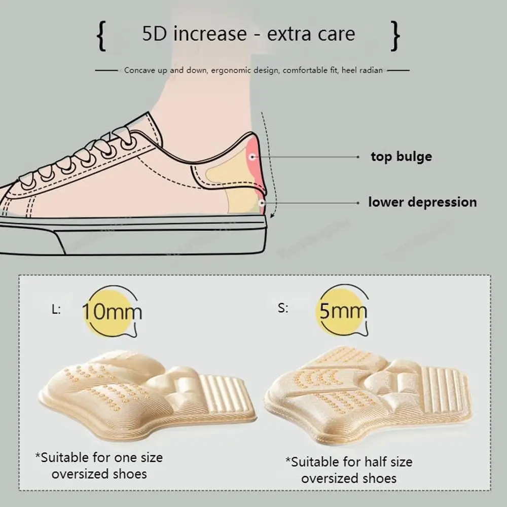 Cuscino del tallone Sneaker taglia restringente inserti per scarpe protezioni per tallone antiusura solette per scarpe da donna cuscinetti per tallone del piede adesivi per tallone