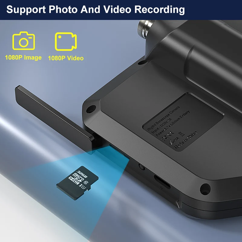 4.3 Inch Screen Endoscope Camera HD1080P 8MM Lens Aviation Connection Car Inspection Borescope Removable Battery Record Video