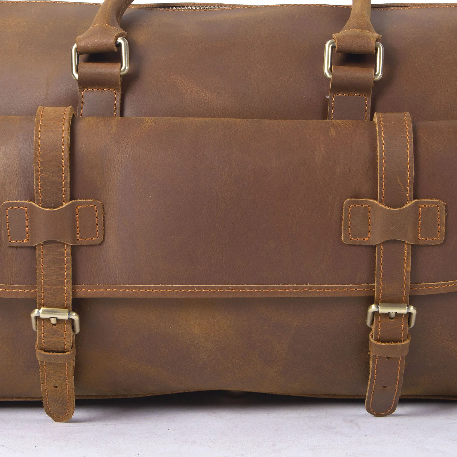 S.WORKER Echtleder-Reisetasche Klassische Vintage Vollnarbenleder-Reisetasche Wochenendtasche Sporttasche Handtasche – Detail 13