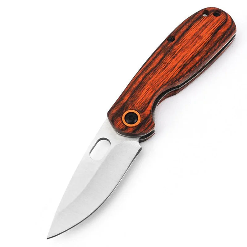 

Best Gift Customized Logo Outdoor Folding Wood Handle 440 Blade Knife Camping Pocket Folding Knife Paring Knives
